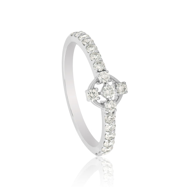 0.47 Ct. IGI Certified Natural Diamond 18k White Gold Cluster Engagement Ring - view 2