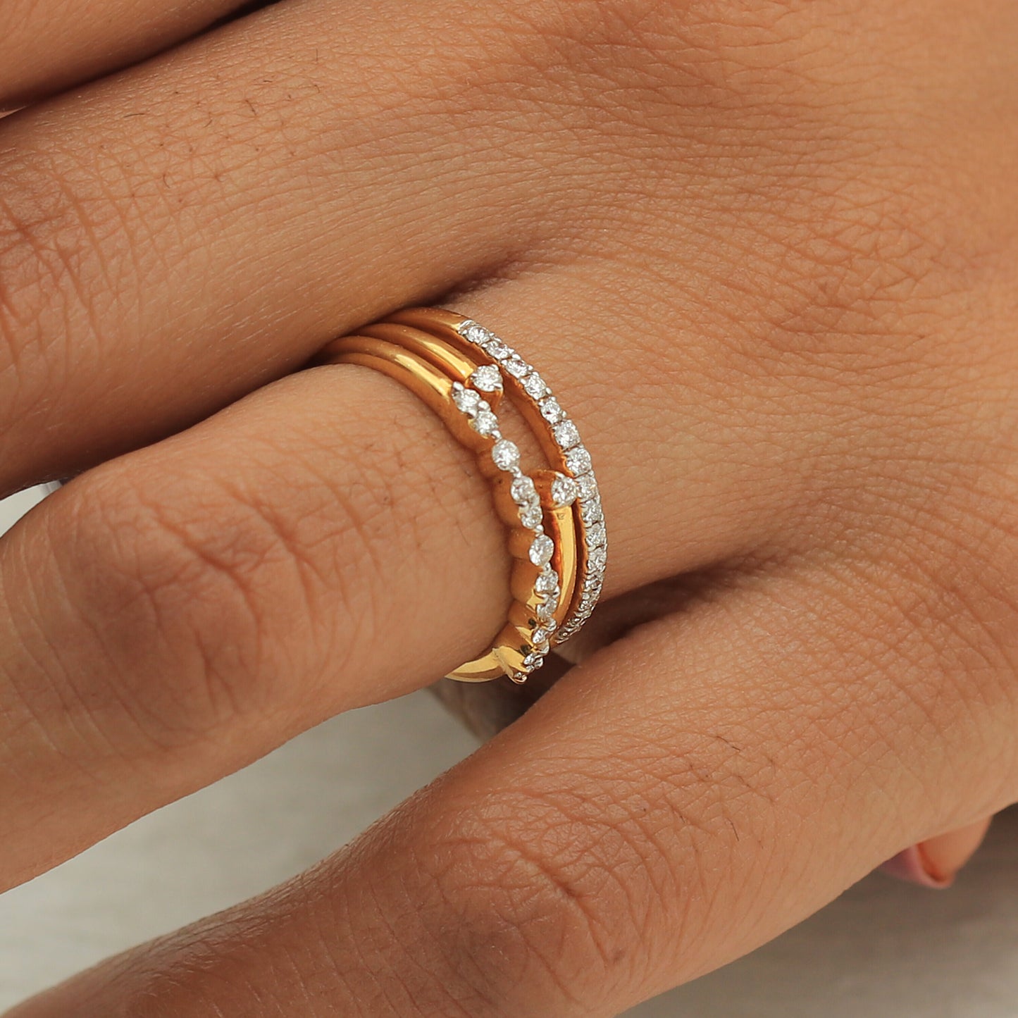 0.35 Ct. IGI Certified Natural Diamond 18k Yellow Gold Stackable Ring Set of 3 - view 9