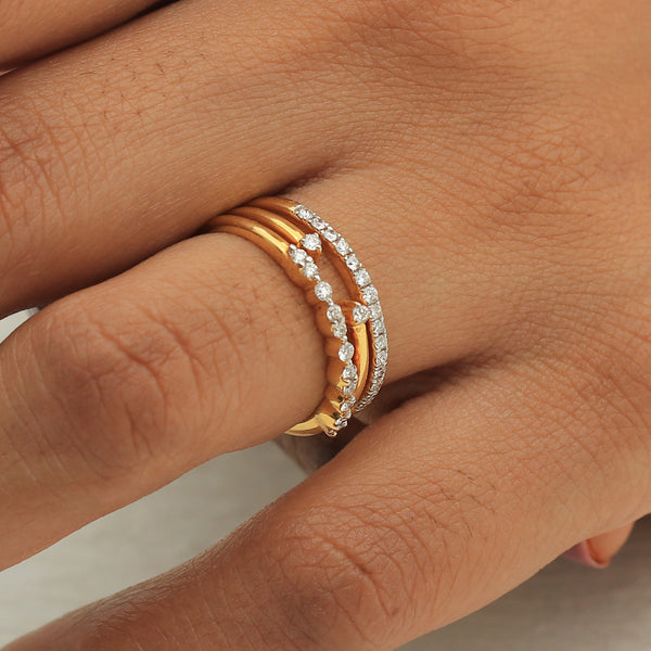 0.35 Ct. IGI Certified Natural Diamond 18k Yellow Gold Stackable Ring Set of 3 - view 9