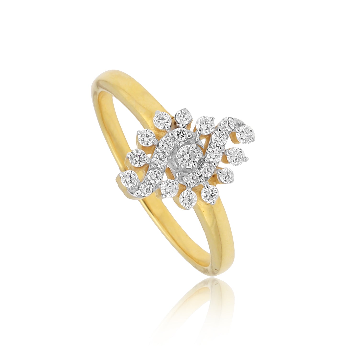 0.27 Ct. IGI Certified Natural Diamond 18k Yellow Gold Floral Cluster Ring - view 2