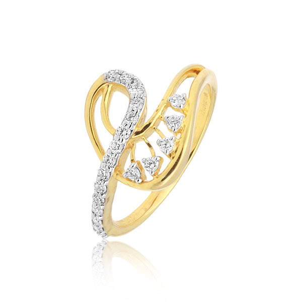 0.23 Ct. IGI Certified Natural Diamond 18k Solid Yellow Gold Infinity Ring - view 3