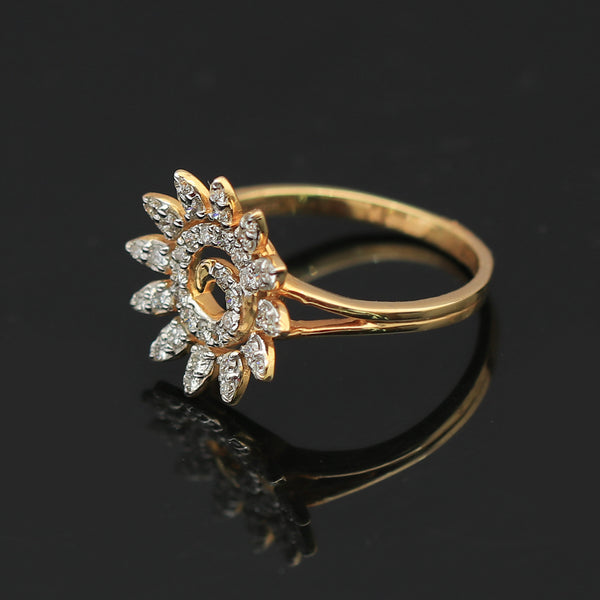 0.39 Ct. IGI Certified Natural Diamond 18k Yellow Gold Flower Design Ring - view 5