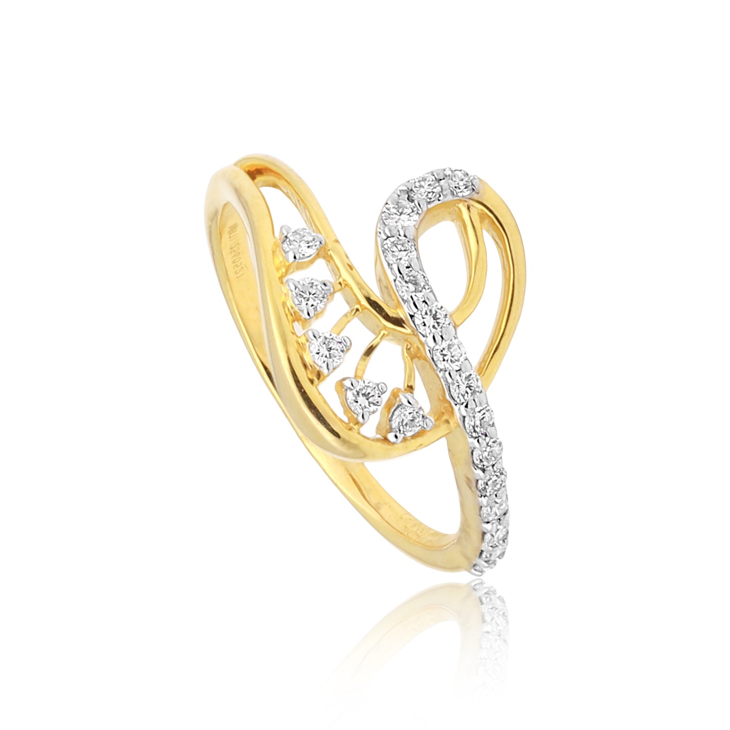 0.23 Ct. IGI Certified Natural Diamond 18k Solid Yellow Gold Infinity Ring - view 2