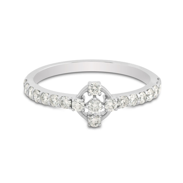 0.47 Ct. IGI Certified Natural Diamond 18k White Gold Cluster Engagement Ring - view 3
