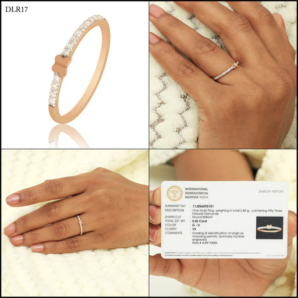 0.41 Ct. IGI Certified Natural Diamond 18k Rose Gold Butterfly Ring For Gift - view 8