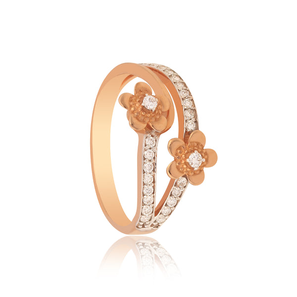 0.25 Ct. IGI Certified Natural Diamond 18k Rose Gold Floral Ring For Women Gift - view 3