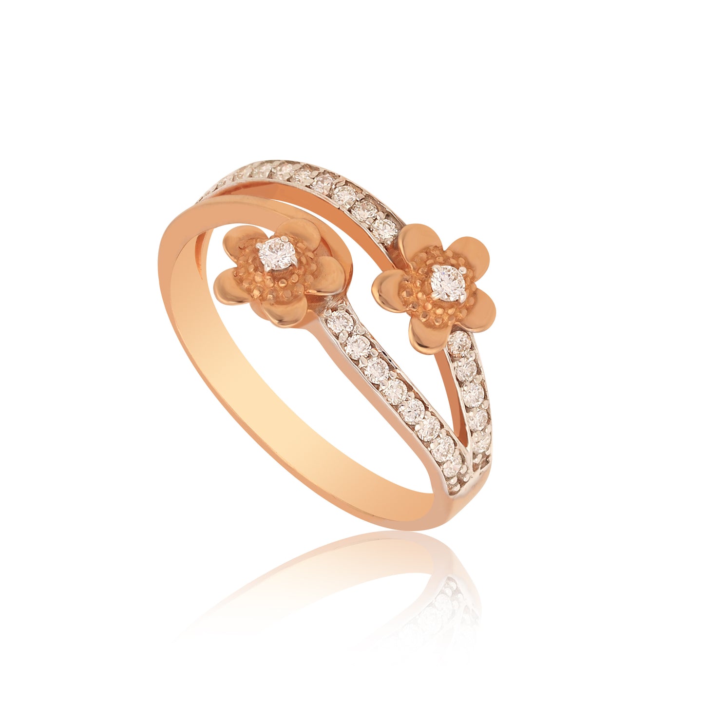 0.25 Ct. IGI Certified Natural Diamond 18k Rose Gold Floral Ring For Women Gift - view 4