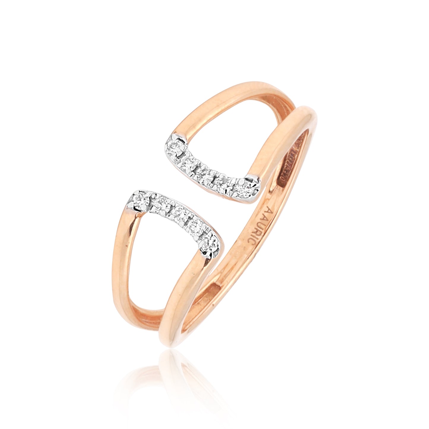 0.08 Ct. IGI Certified Natural Diamond 18k Rose Gold Cuff Ring For Women - view 4