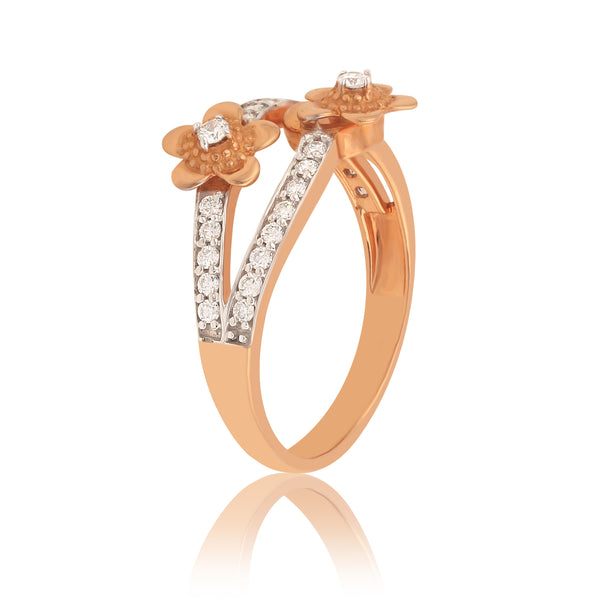 0.25 Ct. IGI Certified Natural Diamond 18k Rose Gold Floral Ring For Women Gift - view 6