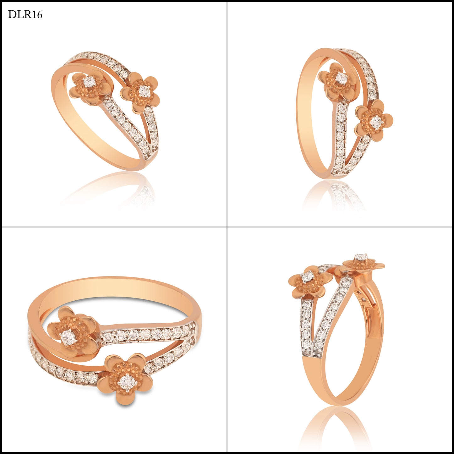 0.25 Ct. IGI Certified Natural Diamond 18k Rose Gold Floral Ring For Women Gift - view 7