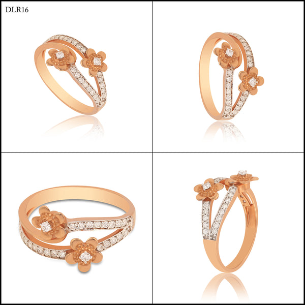 0.25 Ct. IGI Certified Natural Diamond 18k Rose Gold Floral Ring For Women Gift - view 7