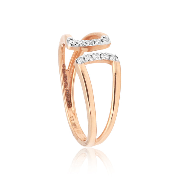 0.08 Ct. IGI Certified Natural Diamond 18k Rose Gold Cuff Ring For Women - view 5