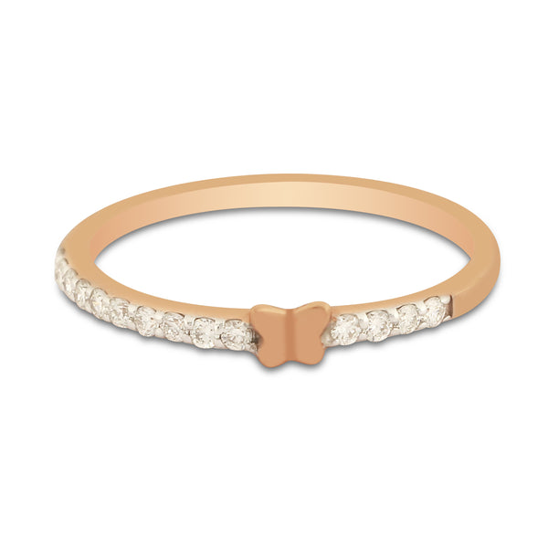 0.41 Ct. IGI Certified Natural Diamond 18k Rose Gold Butterfly Ring For Gift - view 3