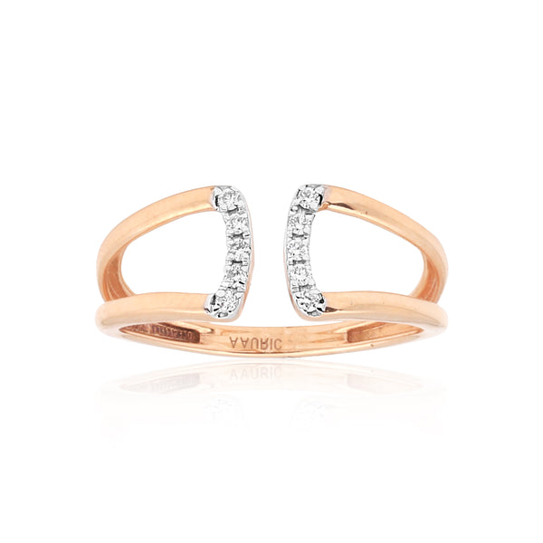 0.08 Ct. IGI Certified Natural Diamond 18k Rose Gold Cuff Ring For Women - view 2