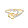0.29 Ct. IGI Natural Diamond Double Heart Ring in 18K Yellow Gold for Women Gift