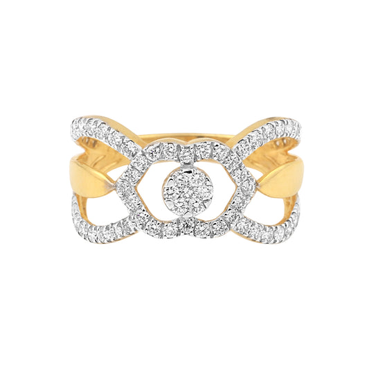 0.74 Ct. IGI Natural Diamond Designer Ring in 18K Yellow Gold for Anniversary