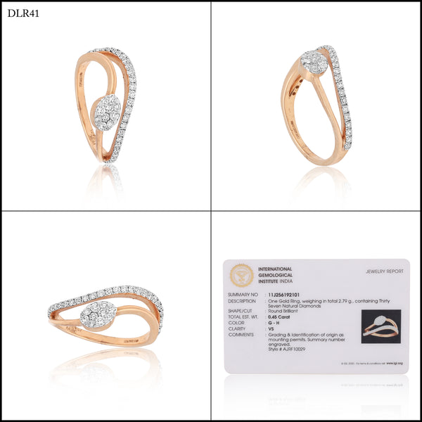 0.45 Ct. IGI Certified 18k Rose Gold Diamond Swirl Ring - Gold & Diamonds - view 8