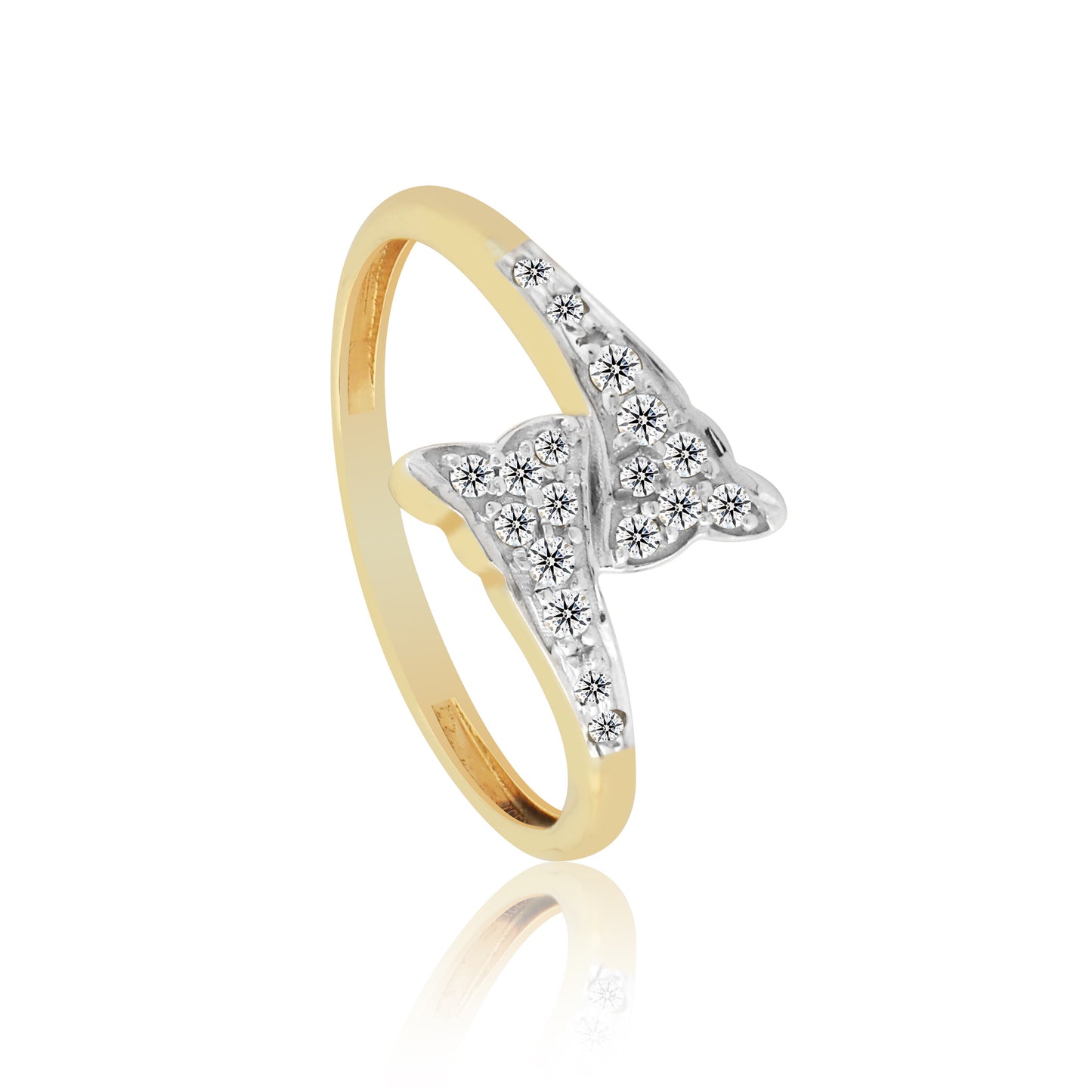 0.18 Ct. IGI Certified Natural Diamond 18k Yellow Gold Floral Bypass Ring - view 2