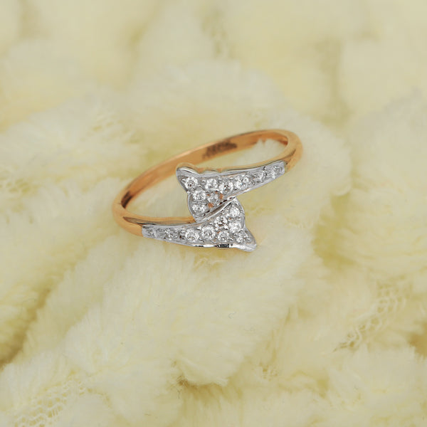 0.18 Ct. IGI Certified Natural Diamond 18k Yellow Gold Floral Bypass Ring - view 6