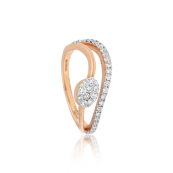 0.45 Ct. IGI Certified 18k Rose Gold Diamond Swirl Ring - Gold & Diamonds - view 2