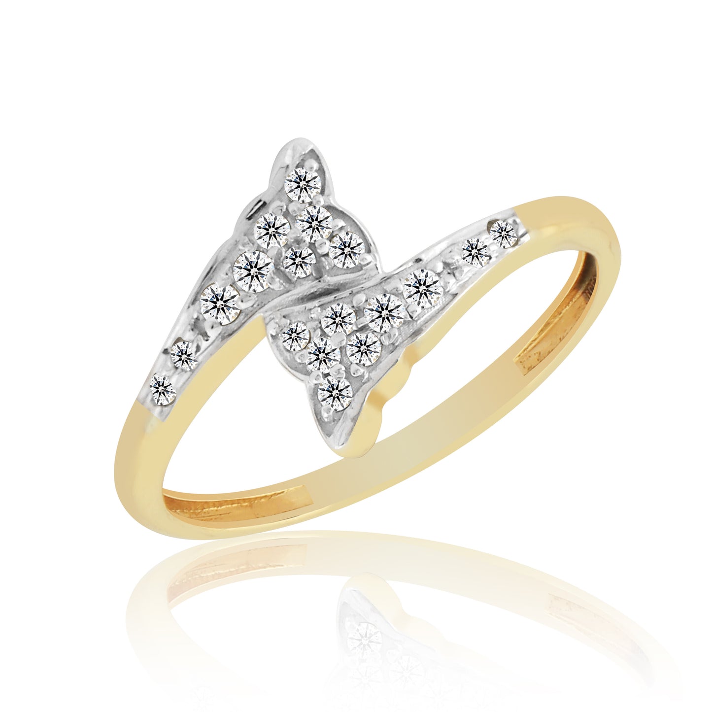0.18 Ct. IGI Certified Natural Diamond 18k Yellow Gold Floral Bypass Ring - view 4
