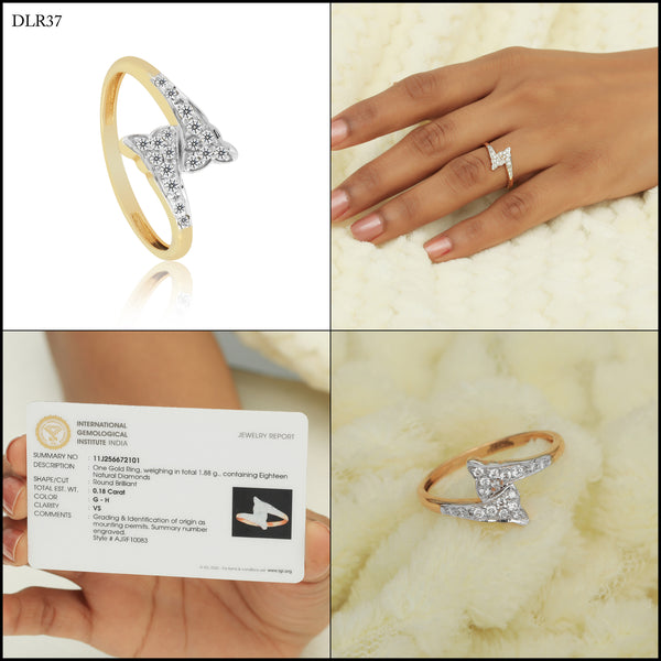 0.18 Ct. IGI Certified Natural Diamond 18k Yellow Gold Floral Bypass Ring - view 8