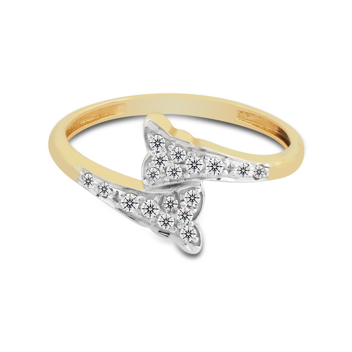 0.18 Ct. IGI Certified Natural Diamond 18k Yellow Gold Floral Bypass Ring - view 3