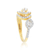 0.75 Ct IGI Certified 18k Yellow Gold Diamond Ring - Elegant Leaf Cluster Design - view 4