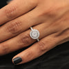 0.70 Ct. IGI Certified 0.50 Ct Round Diamond Cluster Halo Ring 18k White Gold - view 3