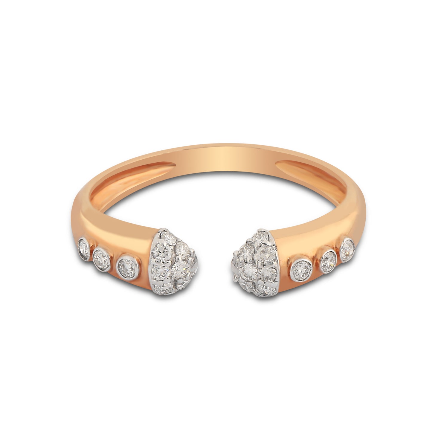 0.21 Ct. IGI Certified 18K Rose Gold Open Bypass GH VS Diamond Band Ring - view 3