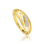 0.12 Ct. IGI Certified 18k Yellow Gold Diamond Multi-Row Zigzag Ring Band