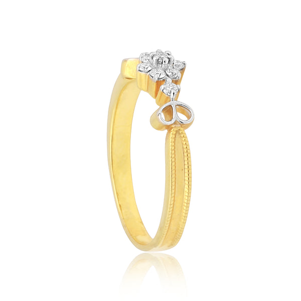 0.10 Ct. IGI Certified Delicate Diamond Flower Ring 18K Yellow Gold Fine Jewelry - view 6