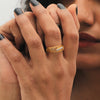 0.12 Ct. IGI Certified 18k Yellow Gold Diamond Multi-Row Zigzag Ring Band - view 5