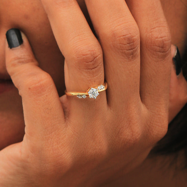 0.40 Ct. IGI Certified 18K Yellow Gold GH VS Diamond Twist Engagement Ring - view 6