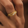 0.12 Ct. IGI Certified 18k Yellow Gold Diamond Multi-Row Zigzag Ring Band - view 2