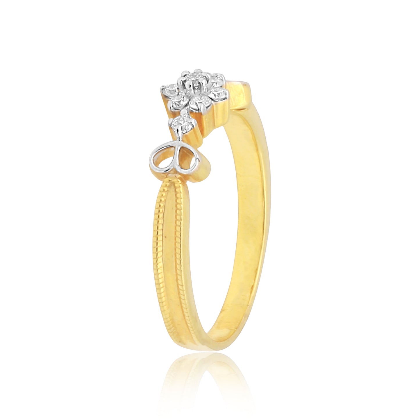 0.10 Ct. IGI Certified Delicate Diamond Flower Ring 18K Yellow Gold Fine Jewelry - view 5