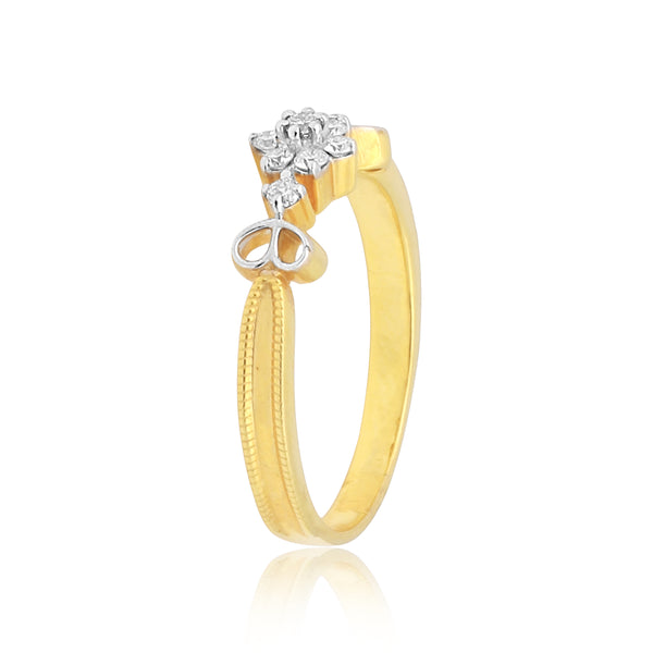 0.10 Ct. IGI Certified Delicate Diamond Flower Ring 18K Yellow Gold Fine Jewelry - view 5