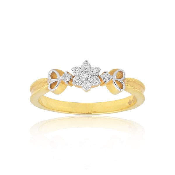 0.10 Ct. IGI Certified Delicate Diamond Flower Ring 18K Yellow Gold Fine Jewelry - view 3