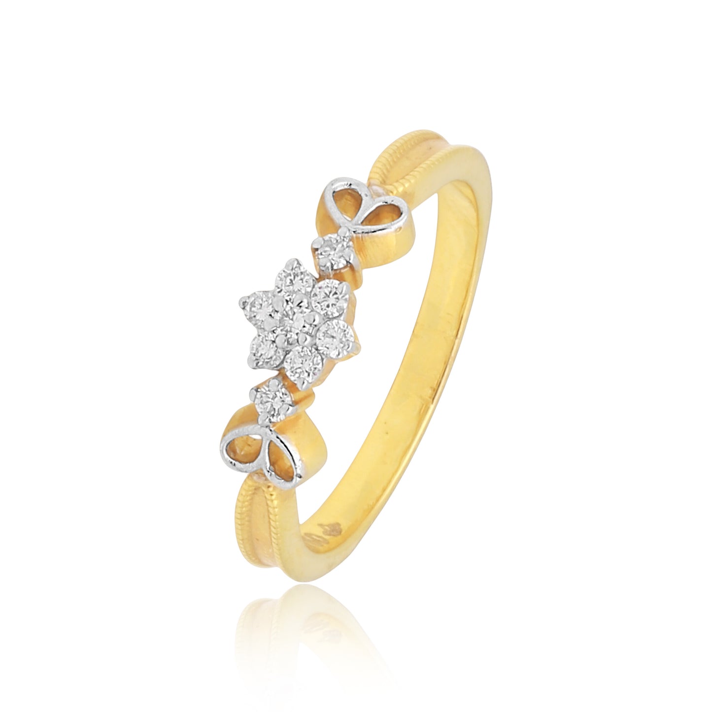 0.10 Ct. IGI Certified Delicate Diamond Flower Ring 18K Yellow Gold Fine Jewelry - view 4