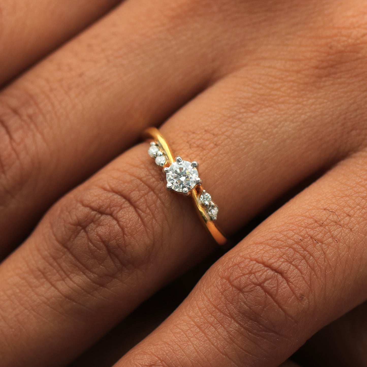 0.40 Ct. IGI Certified 18K Yellow Gold GH VS Diamond Twist Engagement Ring - view 4