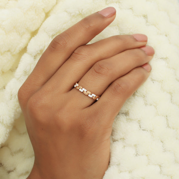 0.22 Ct. IGI Certified 18K Rose Gold GH VS Diamond Braided Ring Wedding Band - view 6