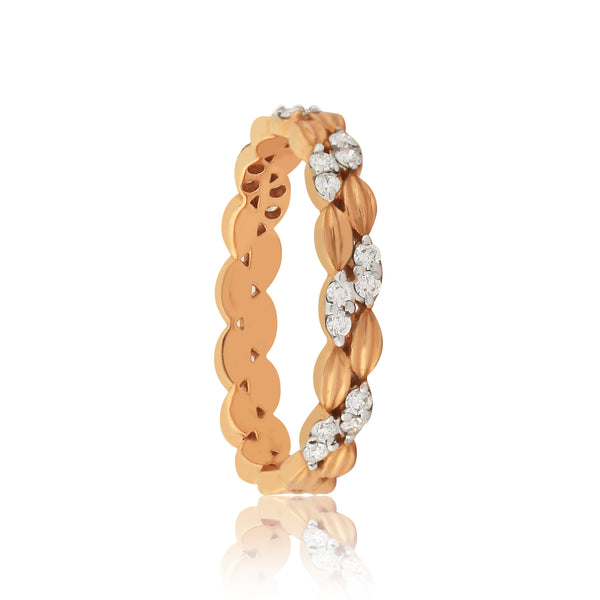 0.22 Ct. IGI Certified 18K Rose Gold GH VS Diamond Braided Ring Wedding Band - view 2