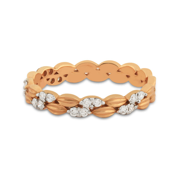 0.22 Ct. IGI Certified 18K Rose Gold GH VS Diamond Braided Ring Wedding Band - view 3
