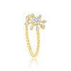 0.17 Ct. IGI Certified 18k Yellow Gold Floral GH VS White Diamond Blossom Ring - view 3