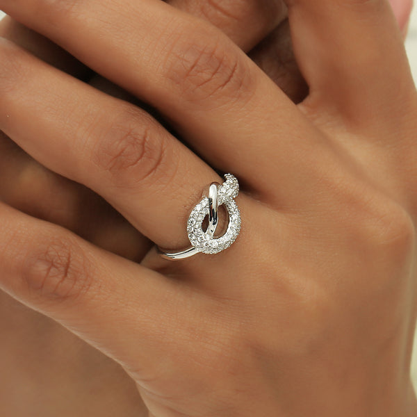 0.50 Ct. IGI Cert 18k White Gold Diamond Legacy Knot Ring - Love & Unity Symbol - view 5