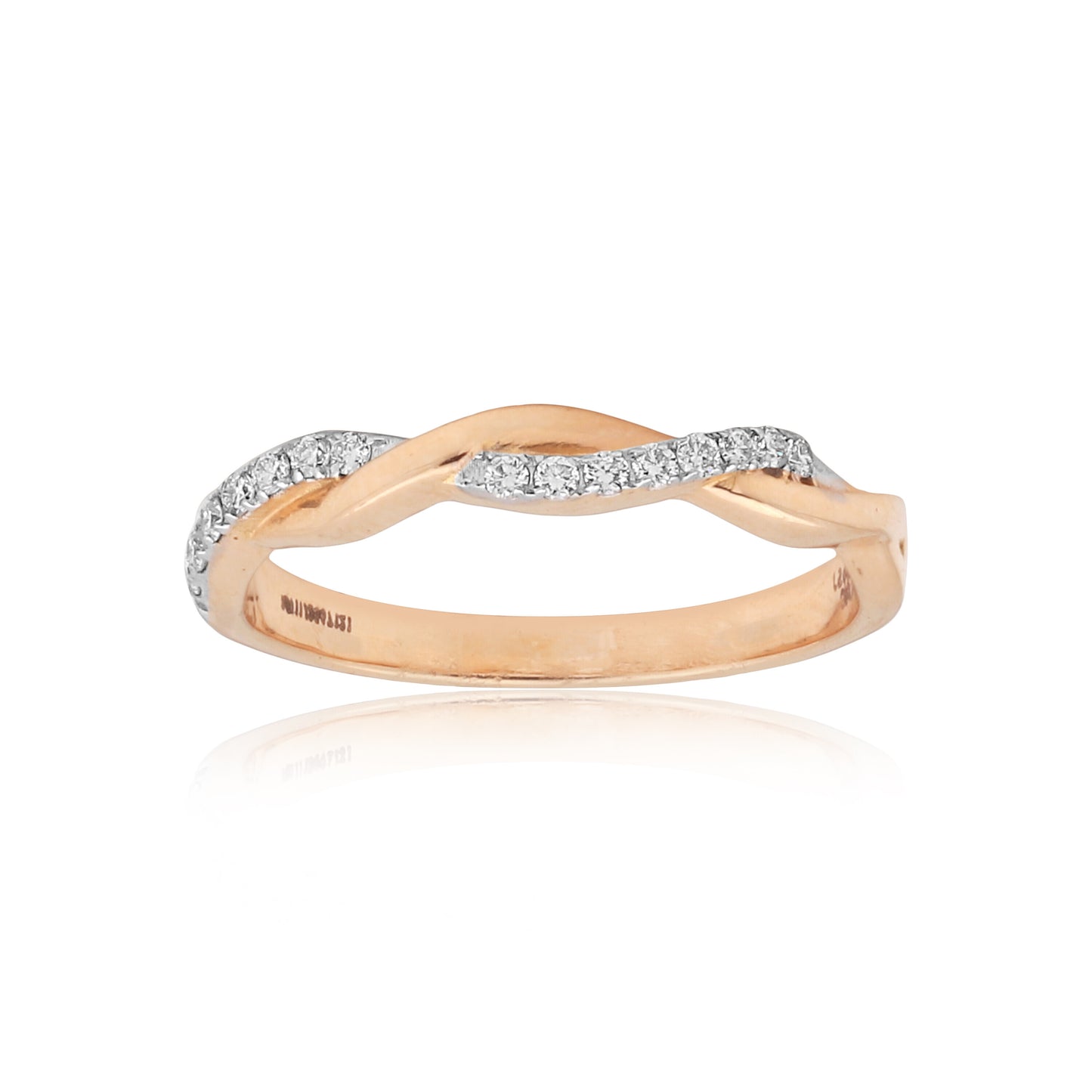 0.09 Ct. IGI Certified 18k Yellow Gold Diamond Twist Ring Wedding Eternity Band - view 3
