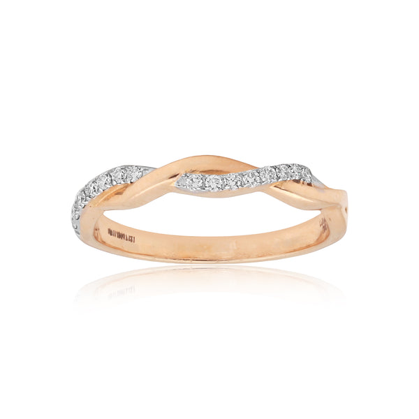 0.09 Ct. IGI Certified 18k Yellow Gold Diamond Twist Ring Wedding Eternity Band - view 3