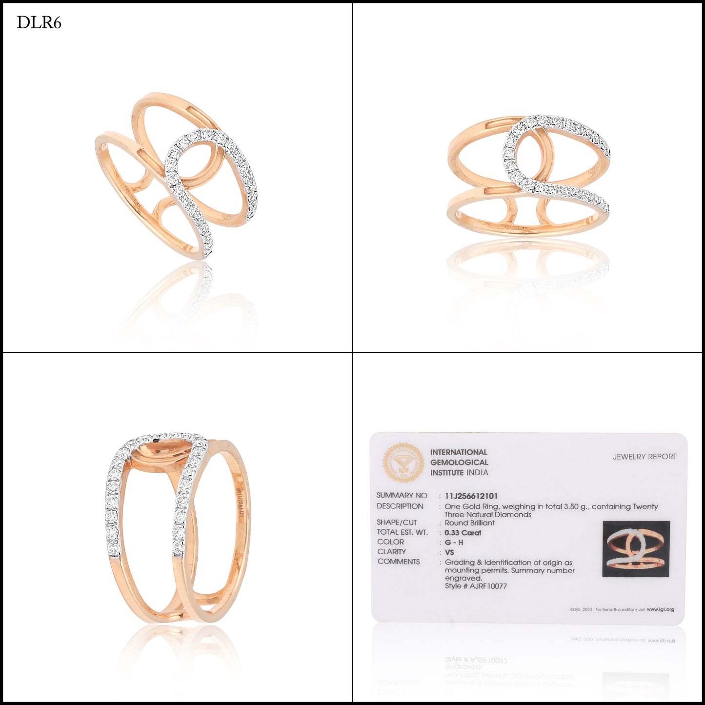 0.33 Ct. IGI Natural Diamond Rose Gold Open Band Ring in 18K for Women Gift - view 8