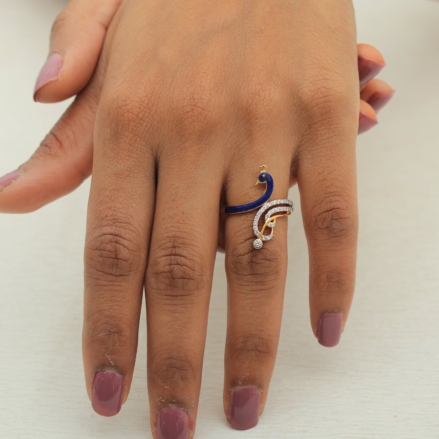0.29 Ct. IGI Natural Diamond Peacock Ring in 18K Gold for Women Birthday Gift - view 6