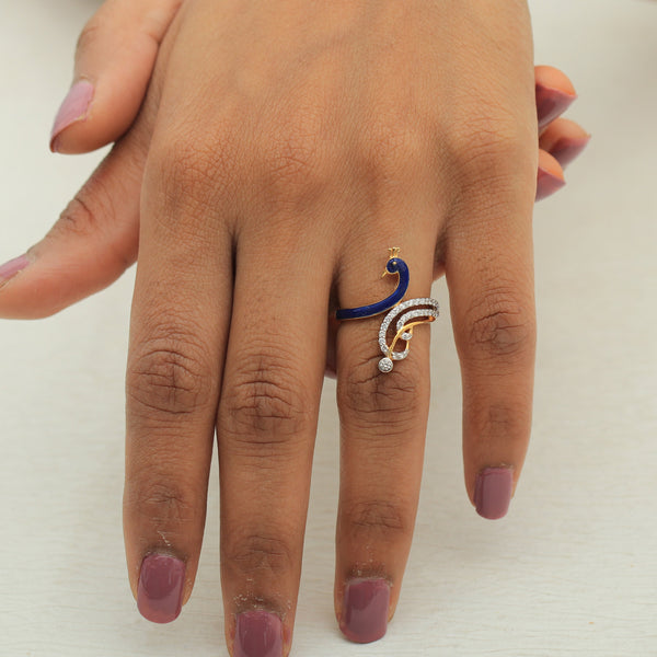 0.29 Ct. IGI Natural Diamond Peacock Ring in 18K Gold for Women Birthday Gift - view 6